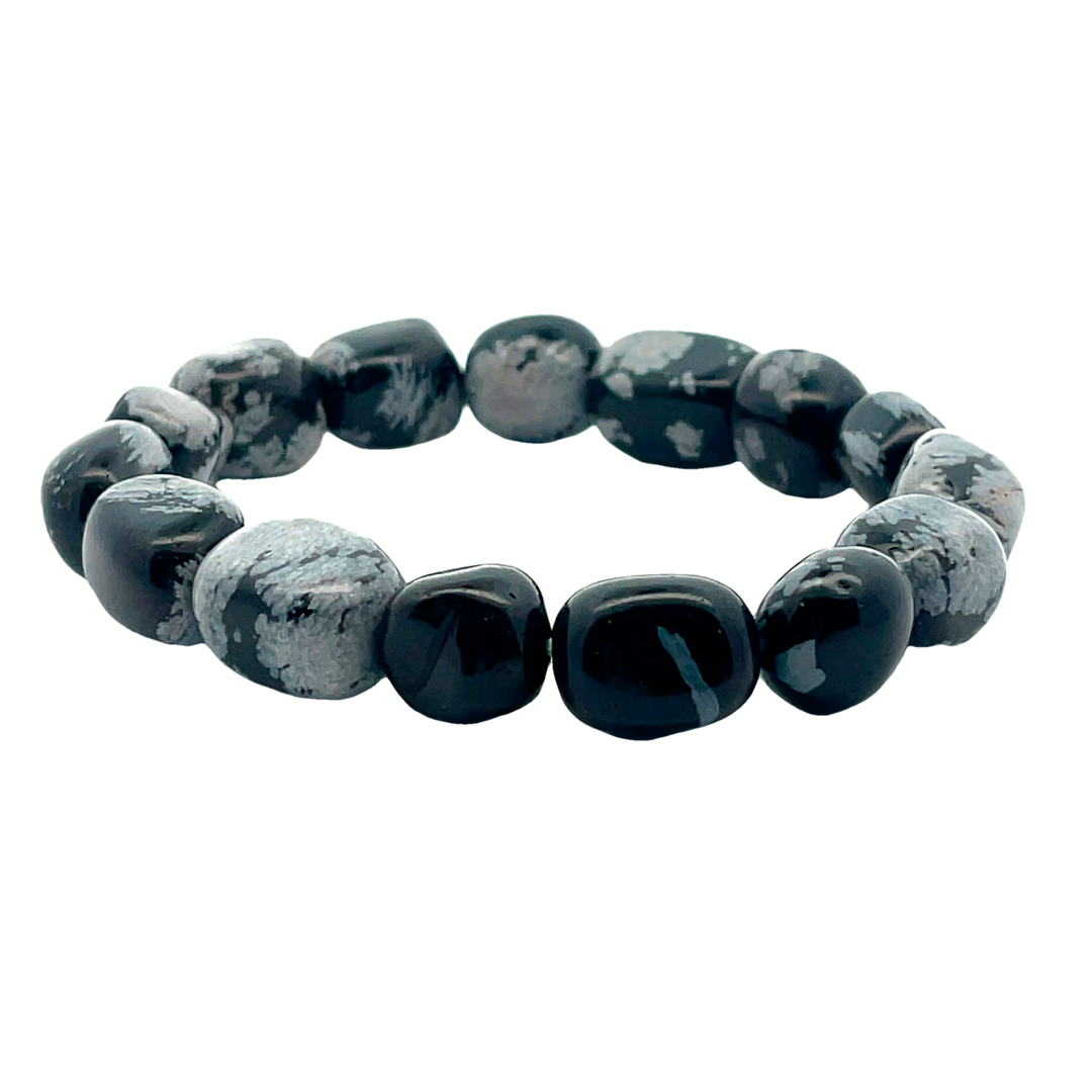 OBSIDIAN SNOWFLAKE TUMBLESTONE BRACELET