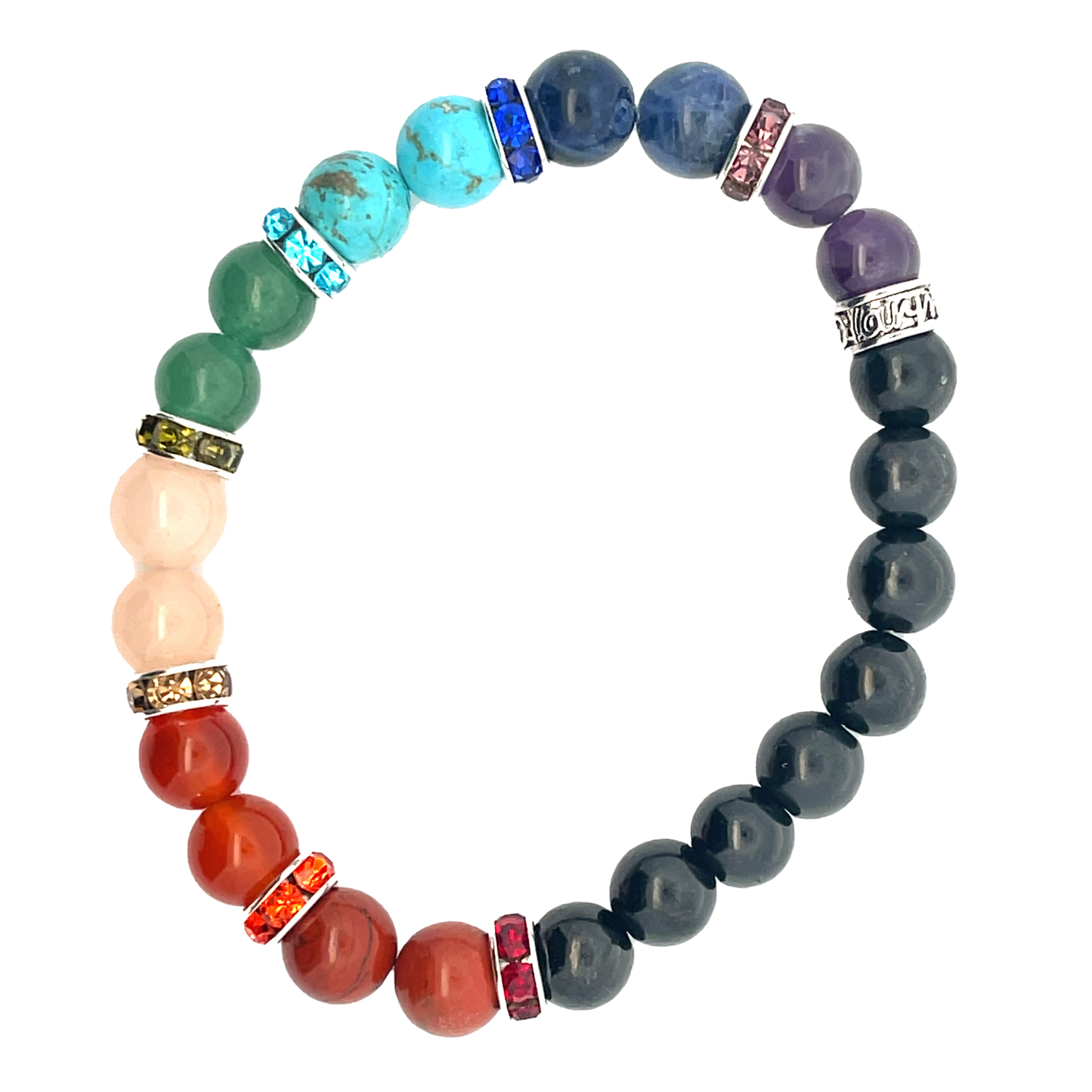 SHUNGITE, 7 CHAKRA BRACELET