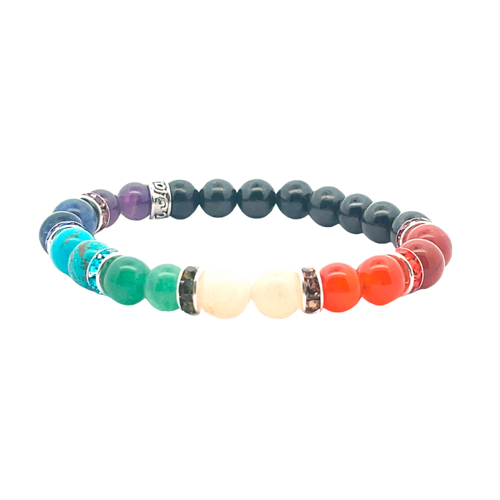 SHUNGITE, 7 CHAKRA BRACELET