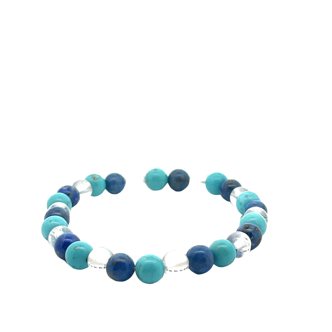 BLUE TURQUOISE, LAPIS, CRYSTAL BRACELET