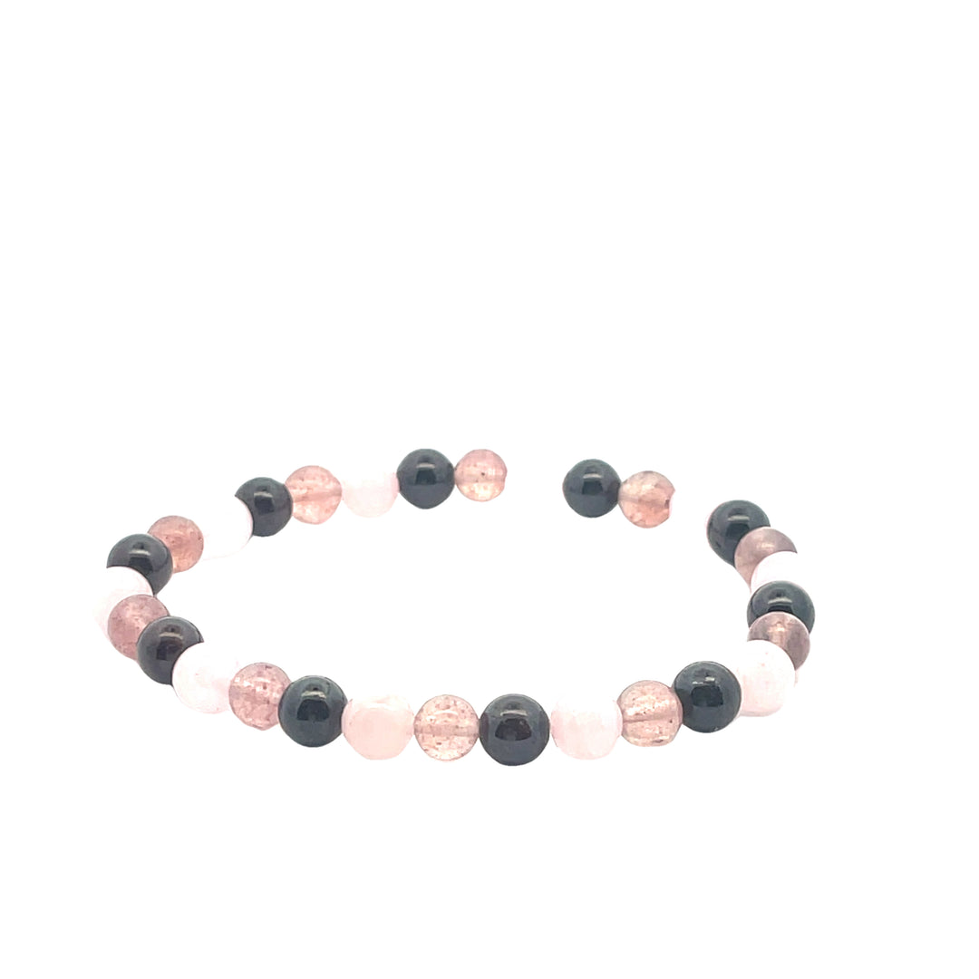 ROSE QTZ, STRAWBERRY QTZ, GARNET BRACELET