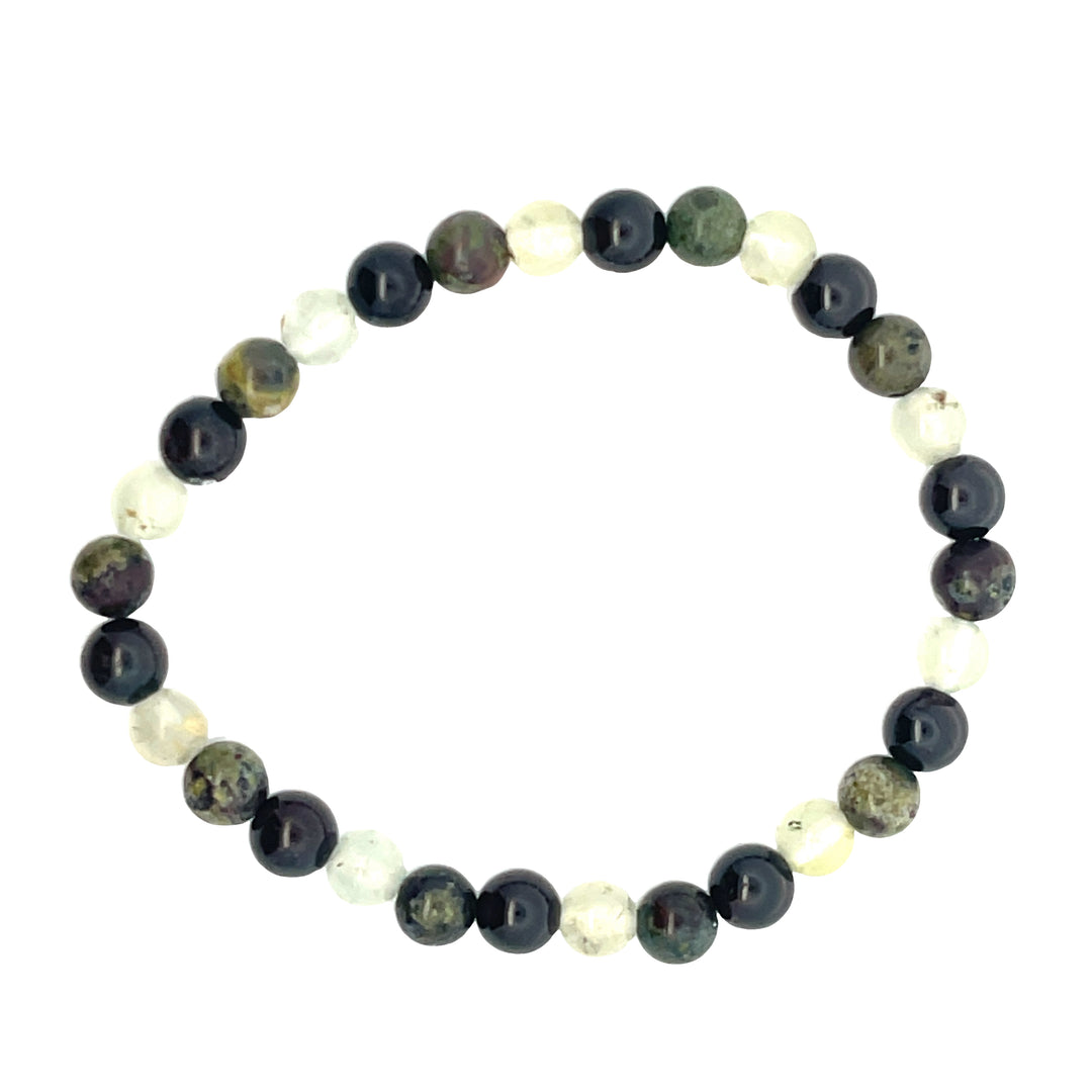 Dragon Blood Jasper, Garnet, Prehnite Bracelet