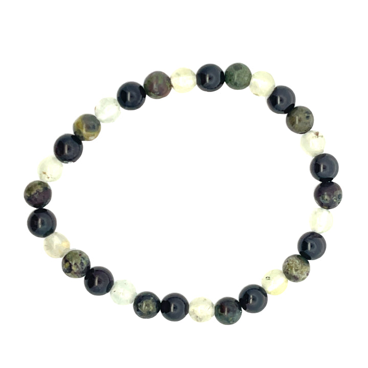 DRAGONBLOOD JASPER, GARNET, PREHNITE BRACELET