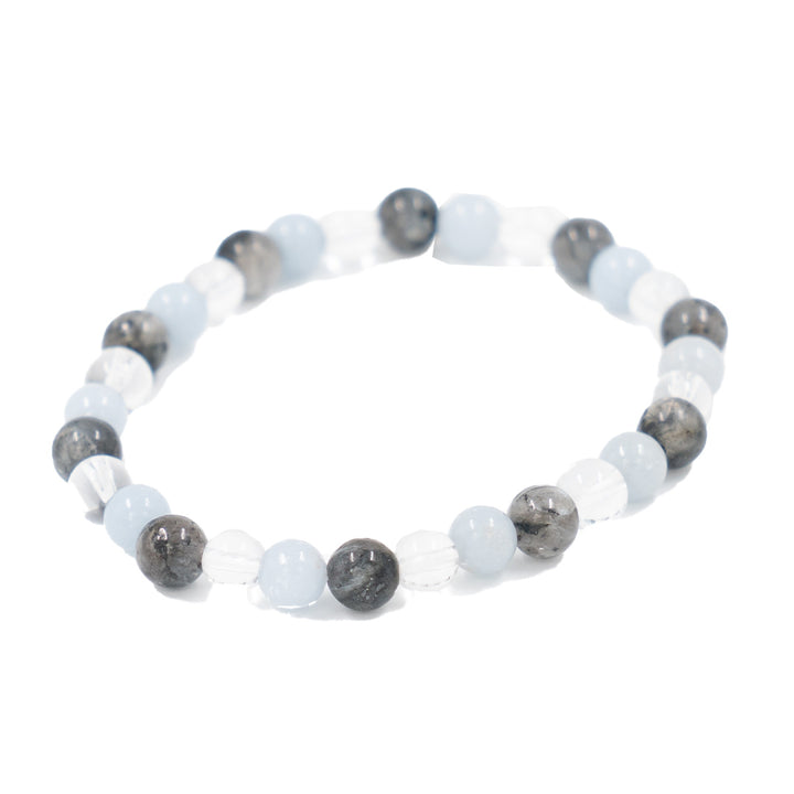 Black Labradorite, Angelite, Clear Quartz Bracelet