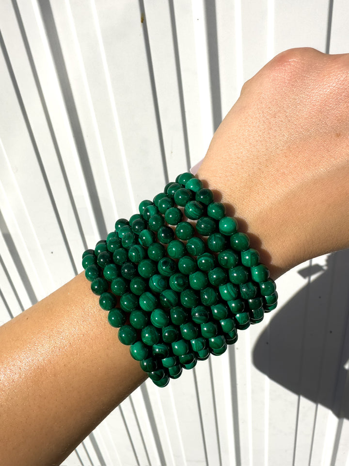 Malachite Bundle: Bracelet & Hand-Carved Elephant