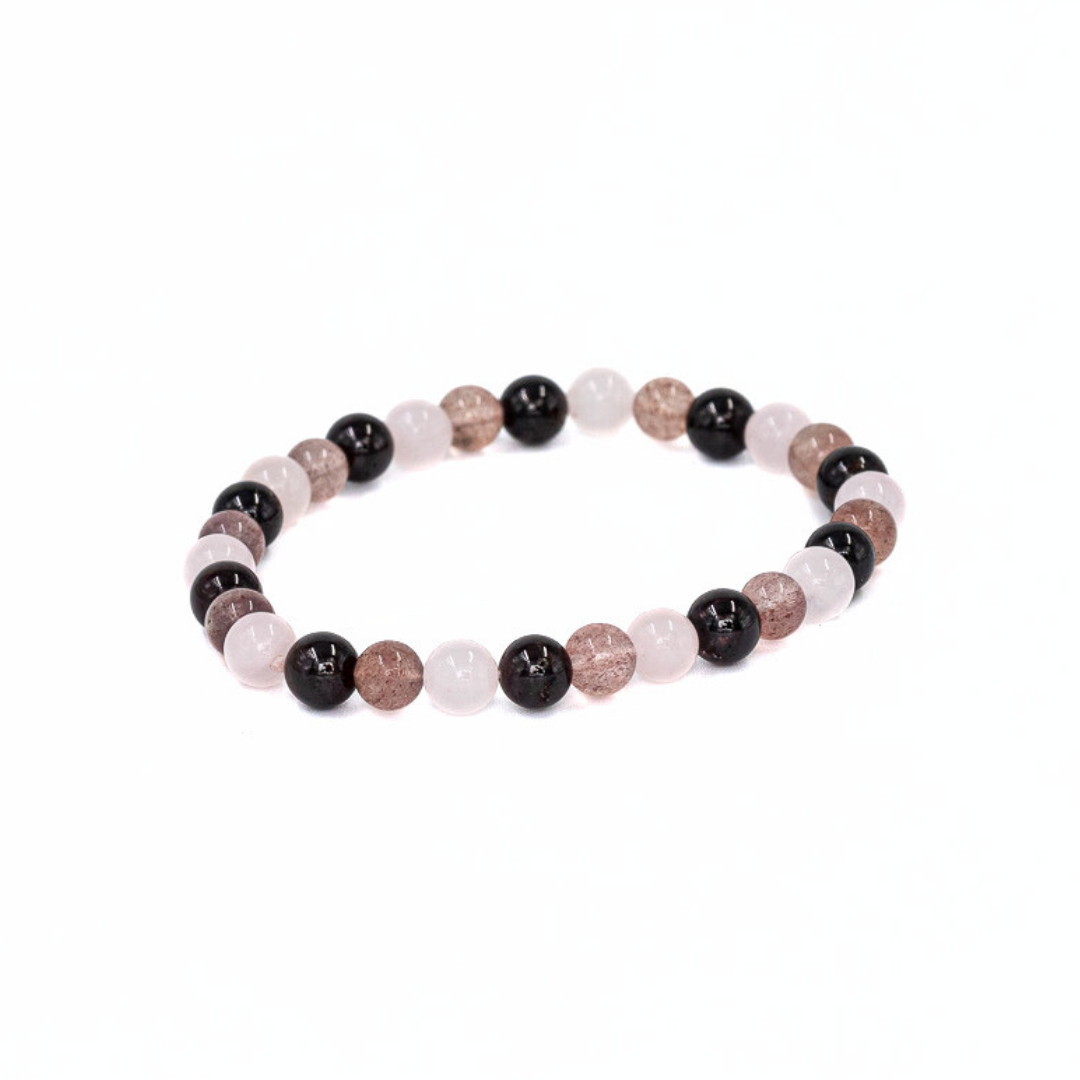 Rose Quartz,Strawberry Quartz, Garnet Bracelet