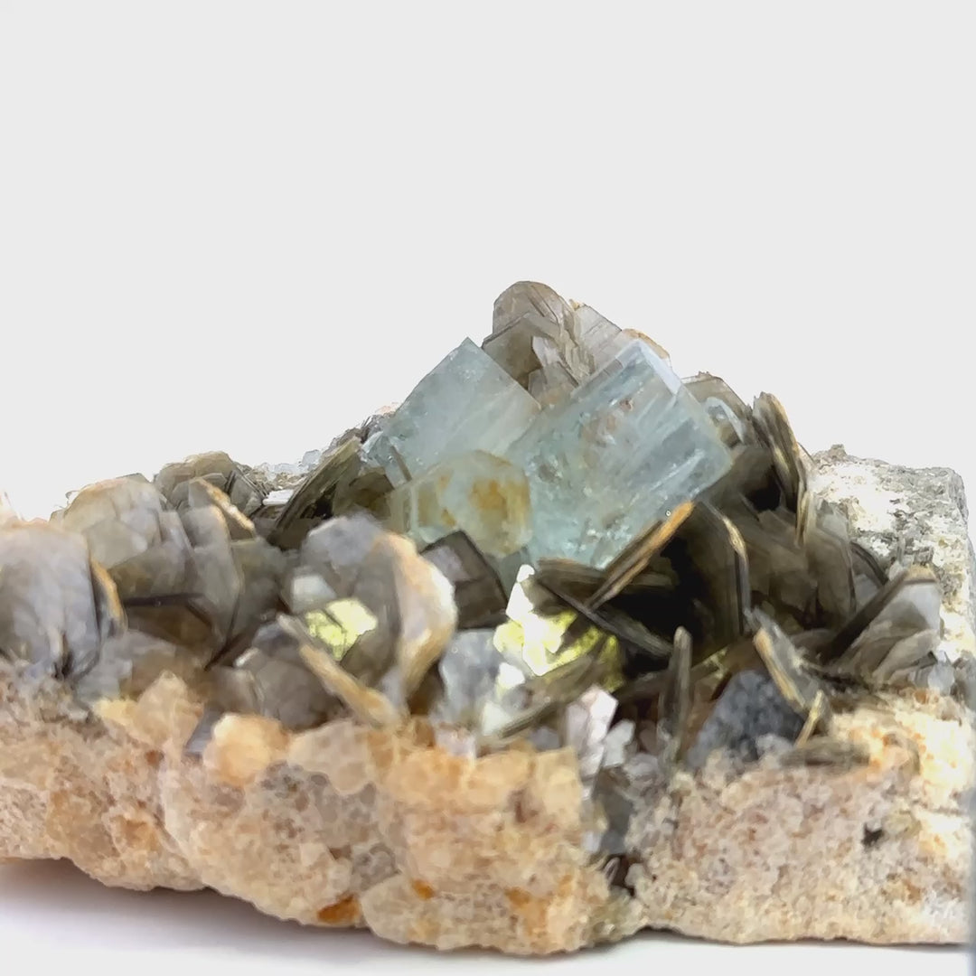 Aquamarine on Muscovite Feldspar Matrix ~ A49