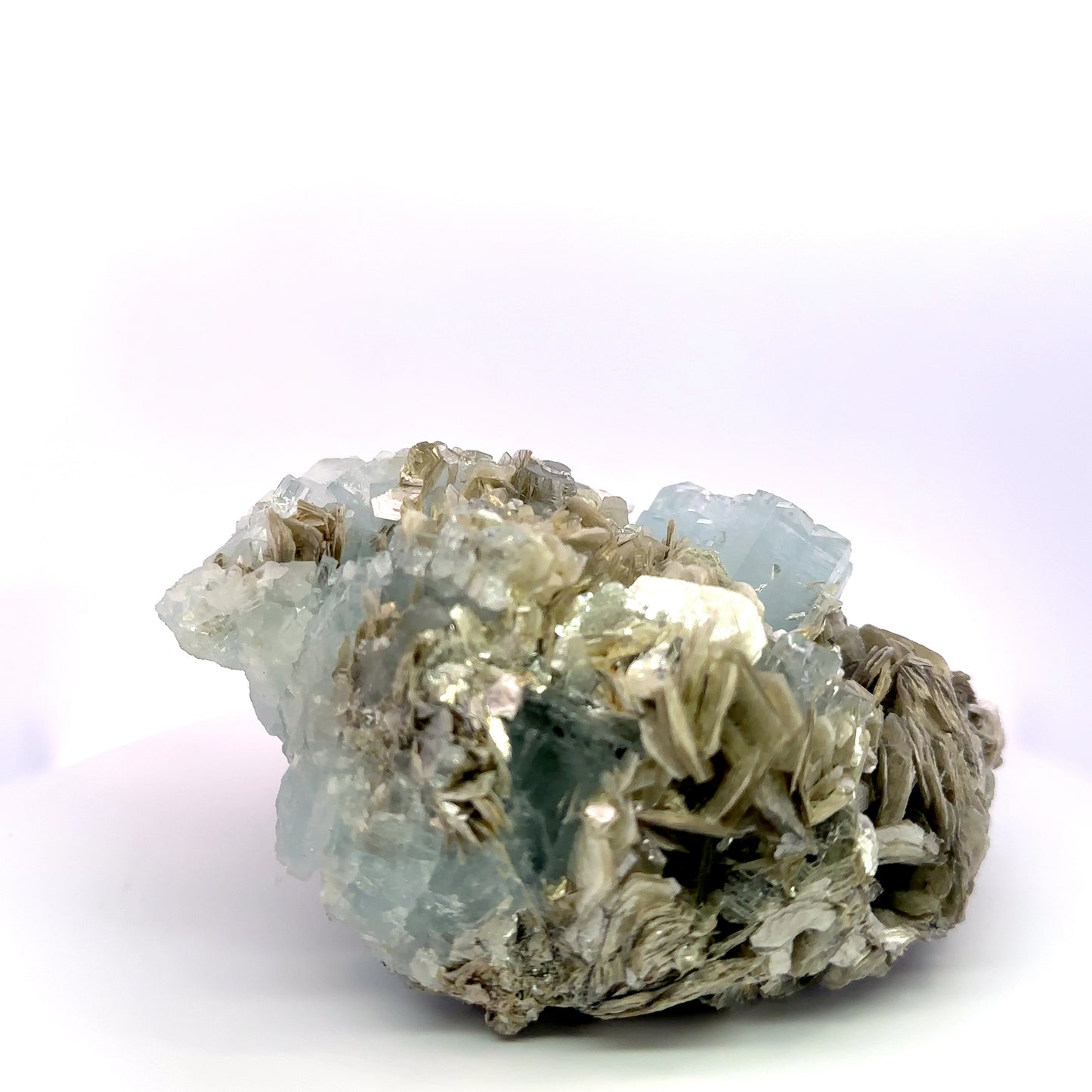 Aquamarine on Muscovite Feldspar Matrix - A36