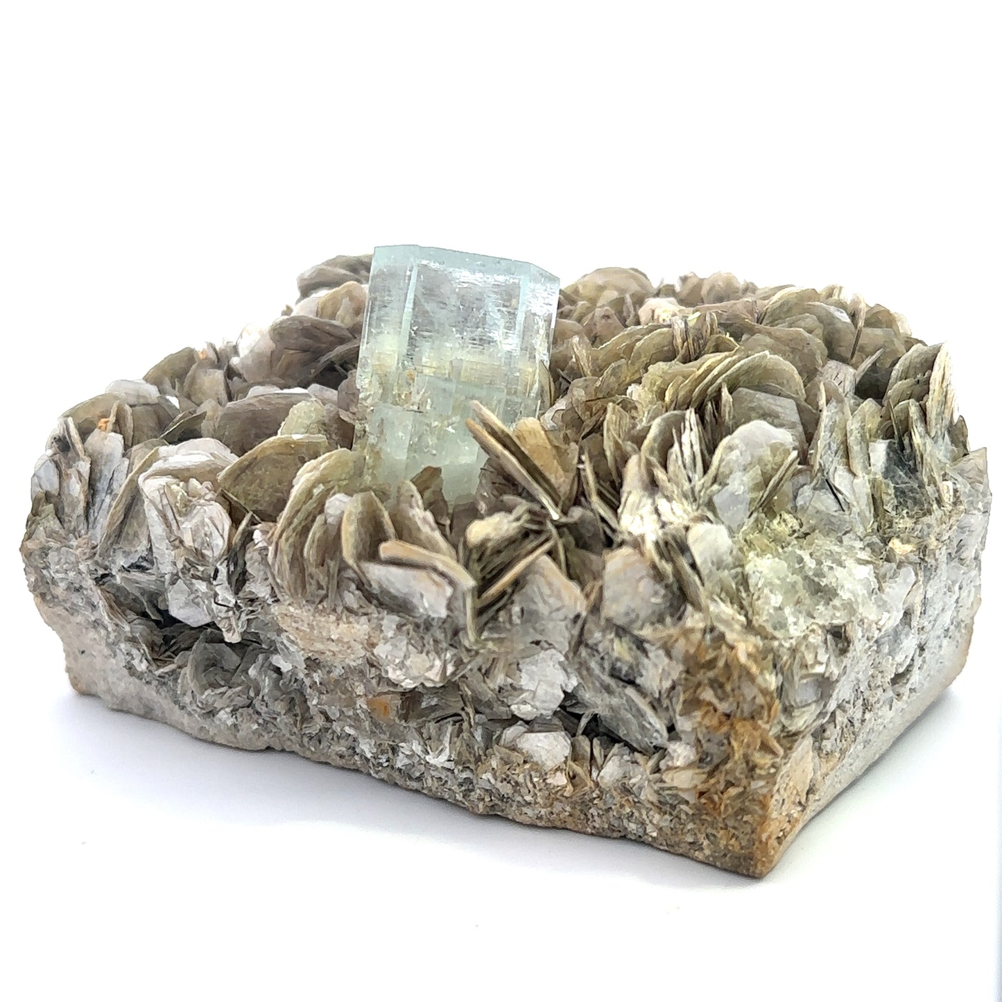 Aquamarine On Muscovite Feldspar Matrix - A41