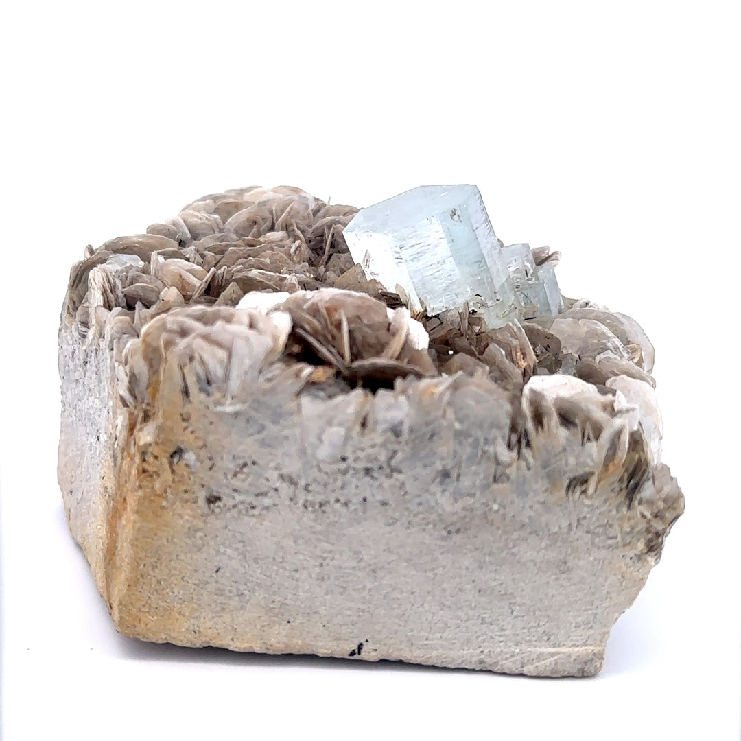 Aquamarine On Muscovite Feldspar Matrix - A41